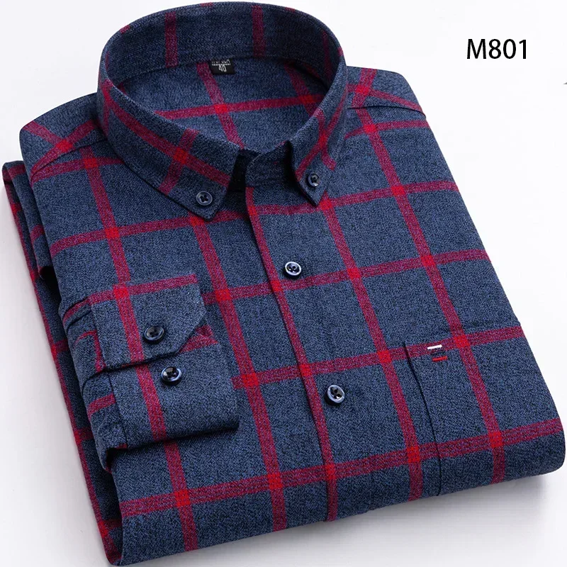 Men's Pure Cotton Plaid Long Sleeve Oversized Casual Shirt - Autumn Collection, Regular Fit