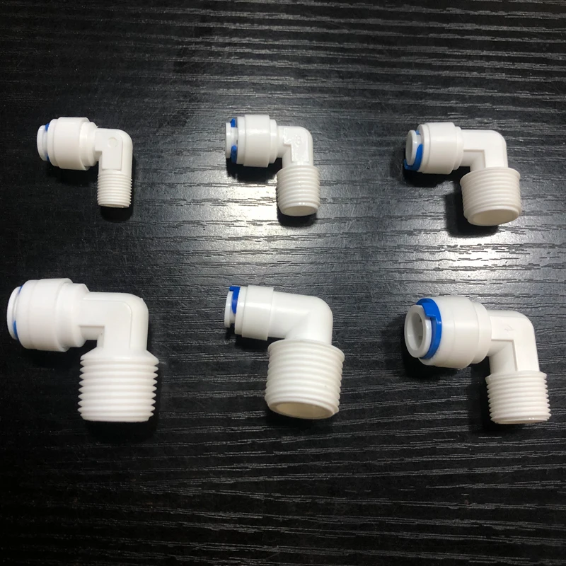 1/4" 3/8" OD Hose Tube 1/2" 3/8" 1/2" thread Reverse Osmosis Aquarium Quick Fitting RO Water Elbow Plastic Pipe Coupling Connect Hose Pipe Fitting