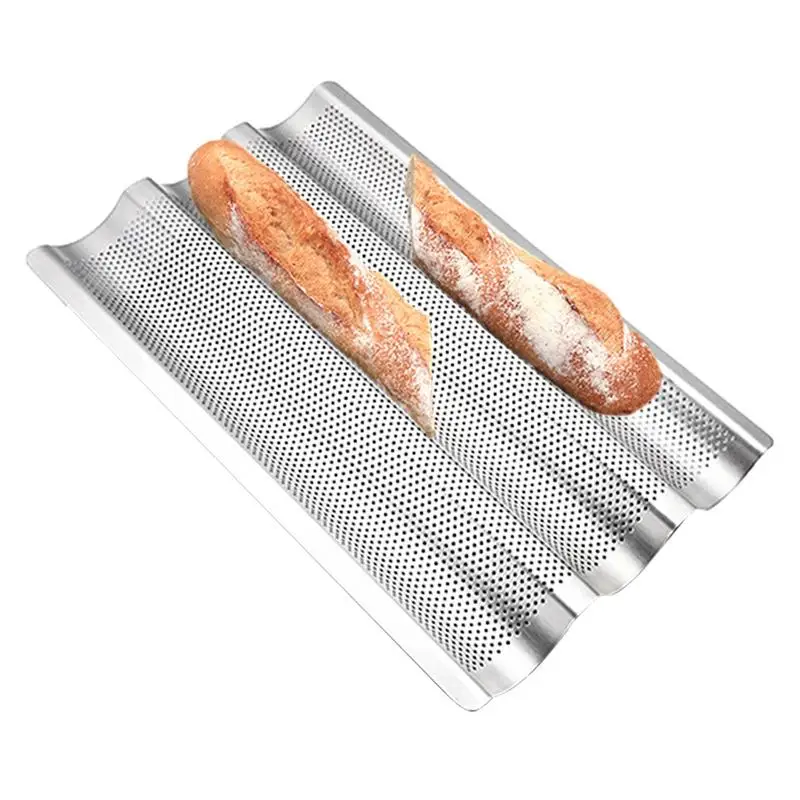 

Bread Baking Tray Non Stick Stainless Steel Baking Tray 3 Waves French Bread Pan For Oven Pizza Biscuit home Kitchen Baking tool