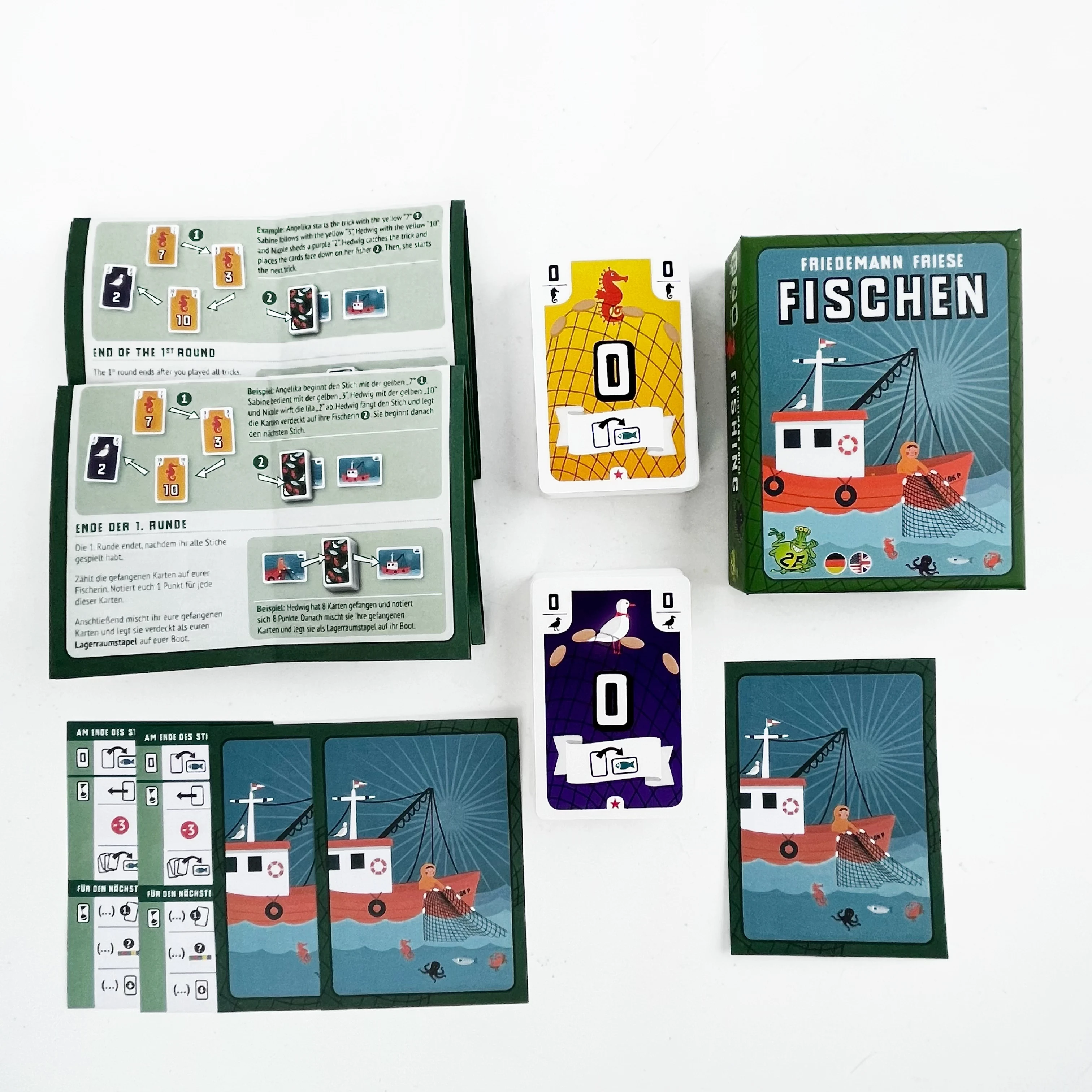 FISCHEN 이중 언어 낚시 보드 게임 3-5인용 독일어/영어 가족 파티 게임 8세 이상 40분 재미있는 전략 홈 활동