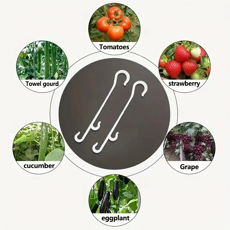 10pcs Tomato Support Hooks J-Hook Support Clips Prevent Tomato Branches From Breaking or Falling Off Support Pour Plante