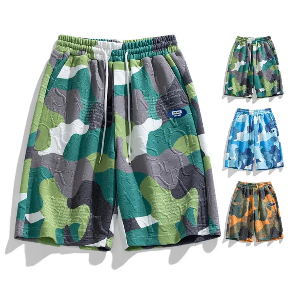 Description Picture 2 of itemMen's Shorts Elastic Waist Drawstring Shorts Fashion 3D Printed Breathable Polyester Fabric Straight Short Side Pockets Casual C