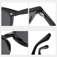 SO & EI mode lunettes de soleil ovales femmes rétro Rivets bleu vert nuances UV400 hommes tendance lunettes de soleil 6