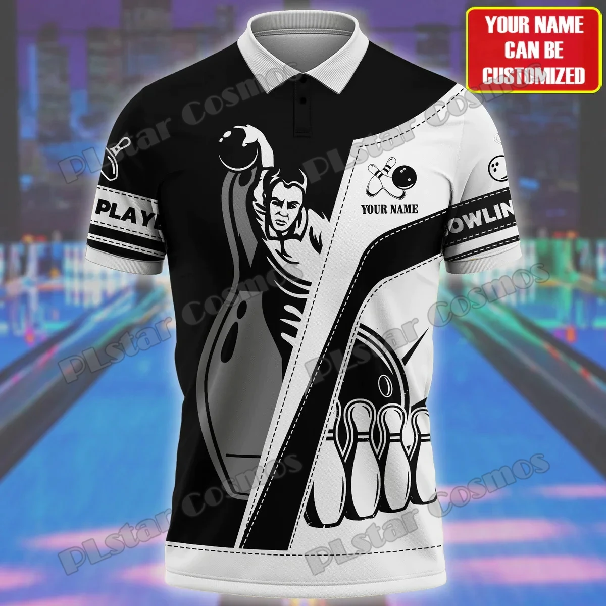 Bowling Team personalisierte Name 3D gedruckt Herren Poloshirt Sommer Straße Kurzarm Shirt Geschenk für Bowling Spieler Uniformen WK34 – Detail 13