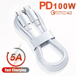 100W Type C To Type C Cable Fast Charge QC4.0 5A For Xiaomi Samsung Oneplus Mobile Phone Macbook iPad Computer Line Data Sync