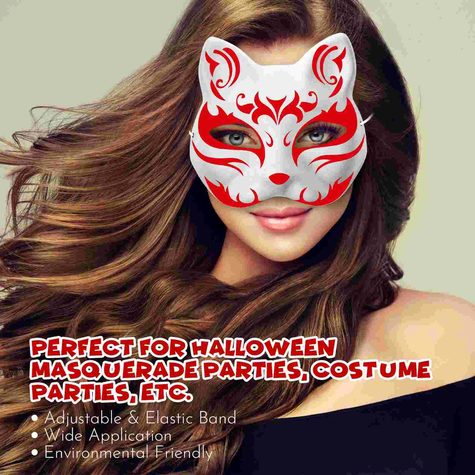White Mold Miss Cosplay Accessories Paintable Animal Masks Masquerade Cat Face 10 Pcs