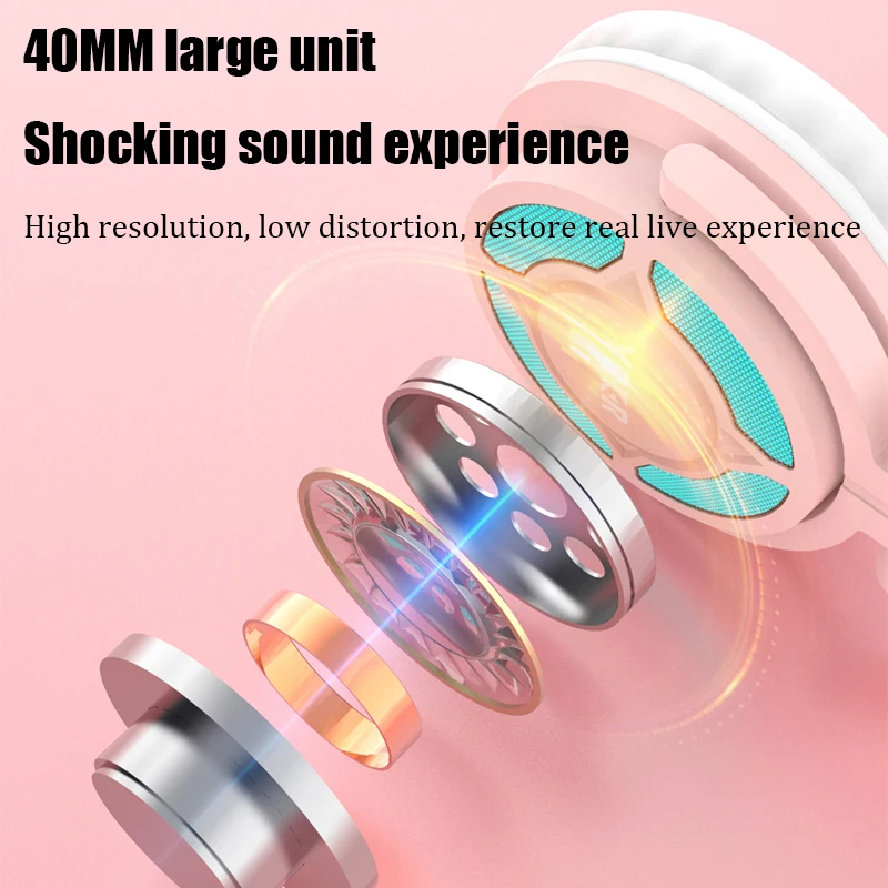 RGB Cat Ear Headphone Wireless Bluetooth 5.3 Headset with Detachable ENC Microphone HiFi Stereo Music Game Headphones Best Gift