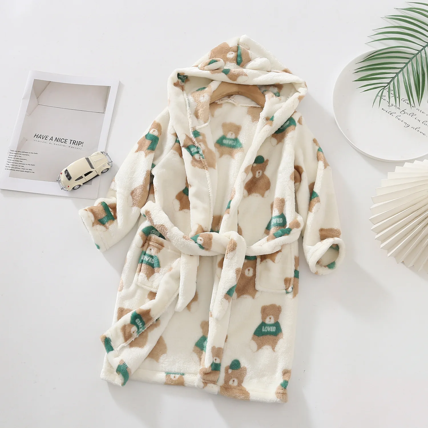 Kids Cartoon Bear Robes New Winter Baby Girl Bathrobe Sleepwear Robe For Children Flannel Hooded Pajamas Boys Homewear Clothing