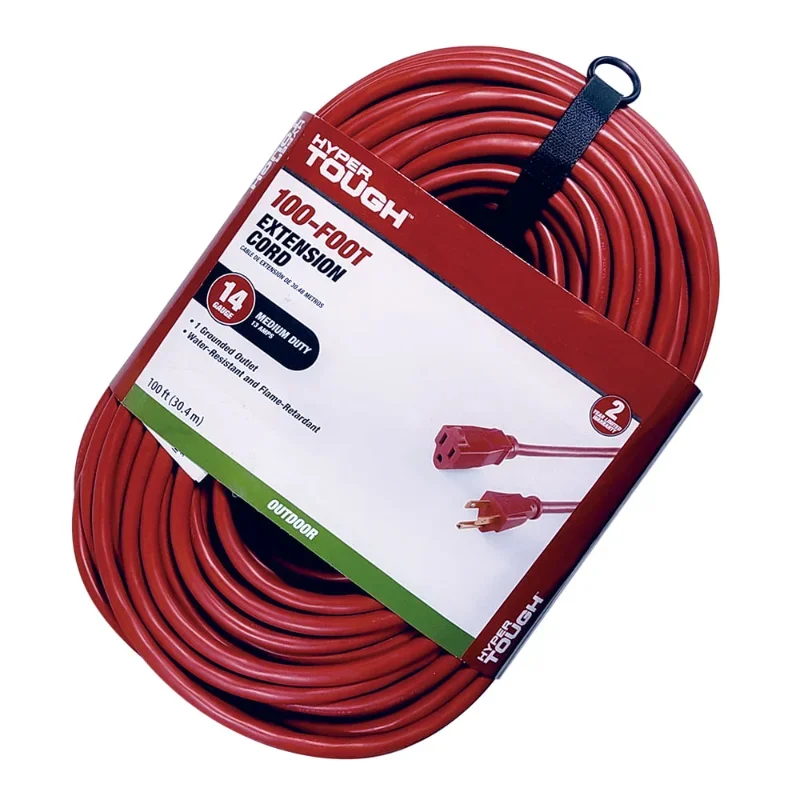 

100FT 14AWG 3 Prong Red for Indoor and Outdoor Use Extension Cord