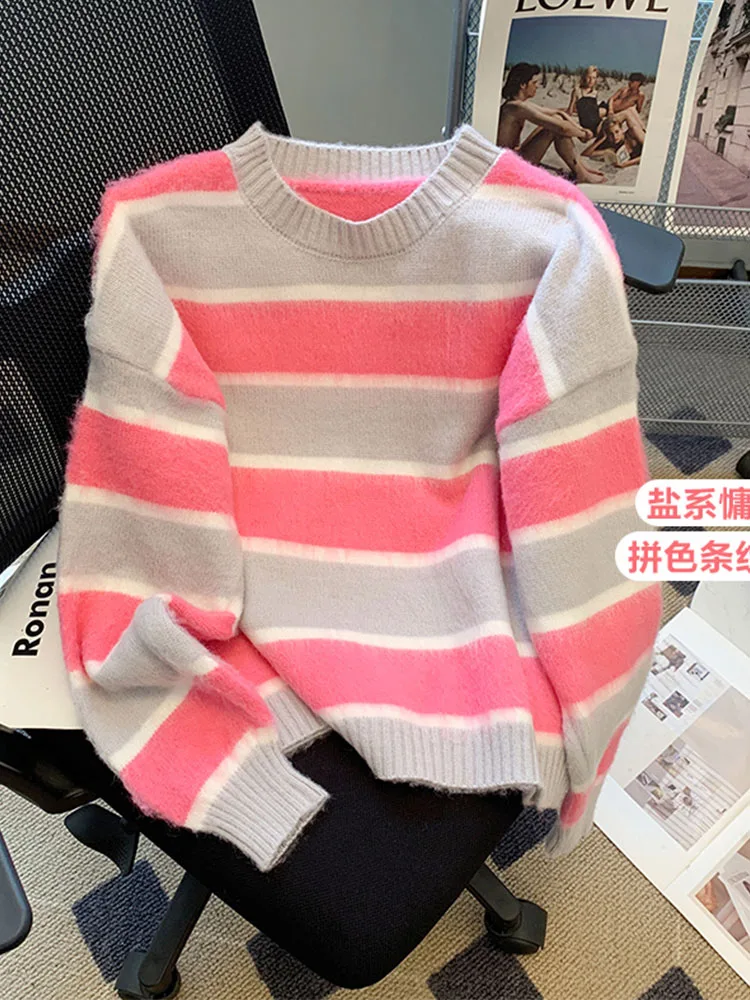 

High Quality Knitwear Jumper Office Lady Autumn Winter Simple O-Neck Pullover Casual Thick Warm Basic Sweater Daily Oversized