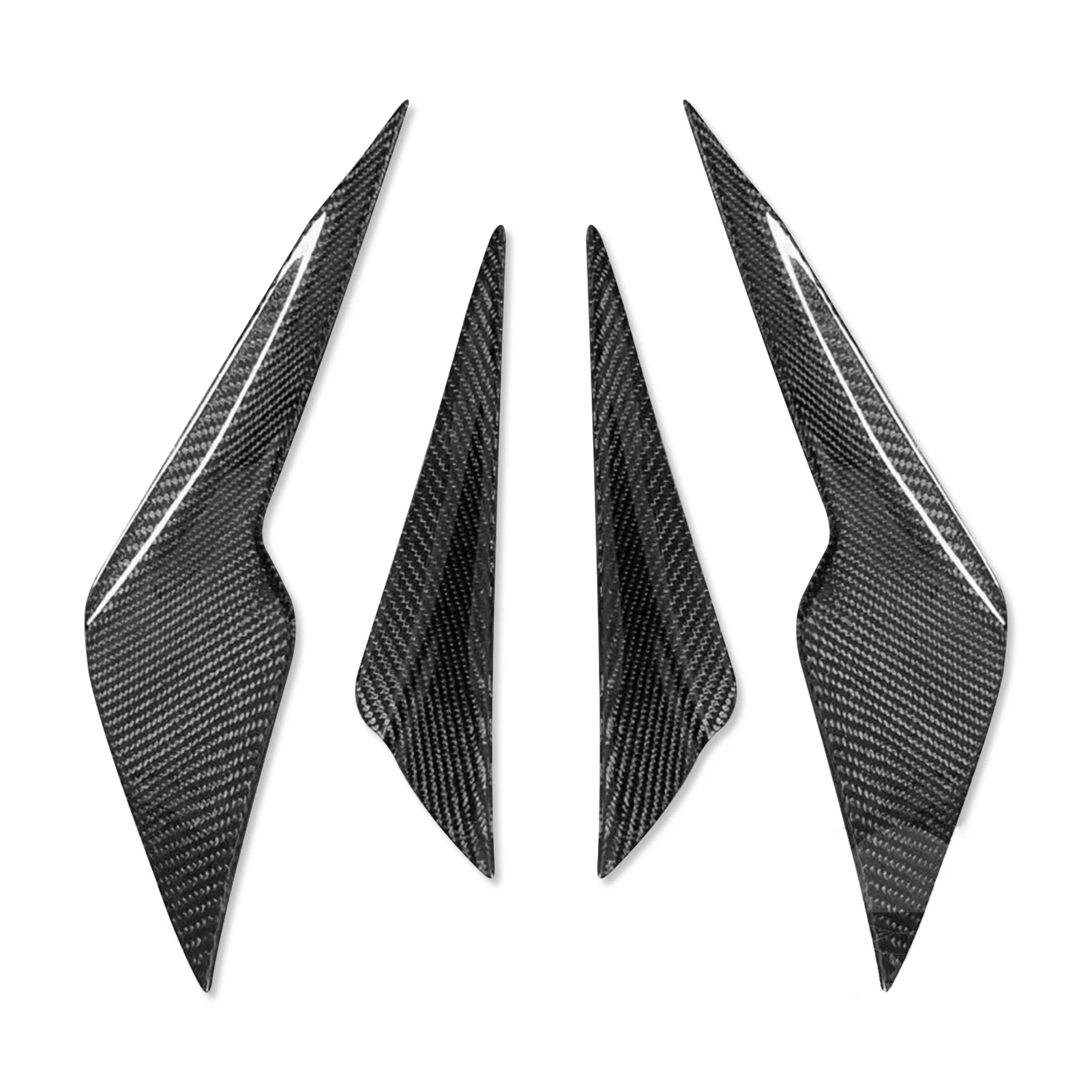 4PCSCarbonFiberCarFrontBumperLipSplitterFinsBodySpoiler