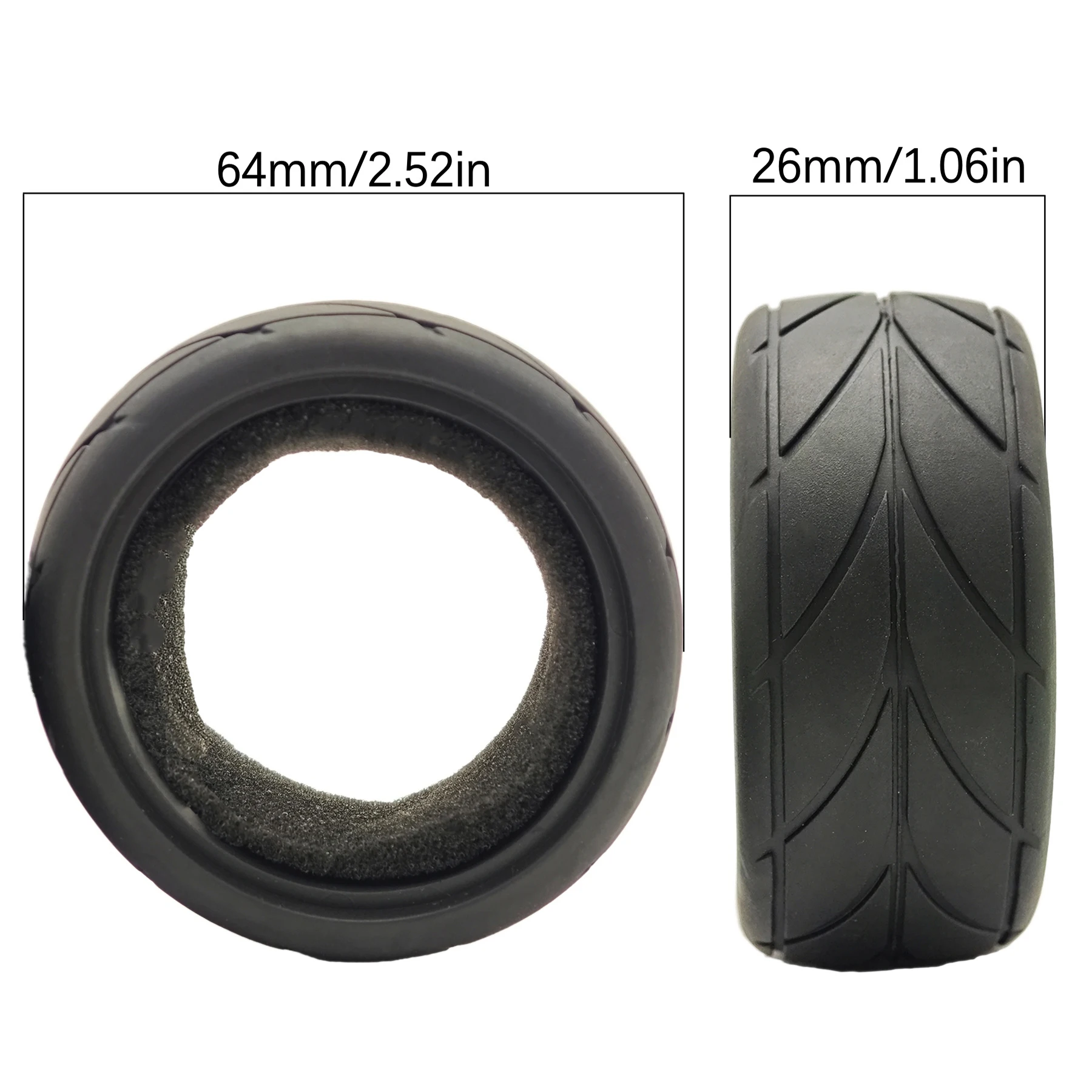 Pneus RC 1/10 4 pièces pour voiture drift tourisme - Caoutchouc souple avec inserts mousse