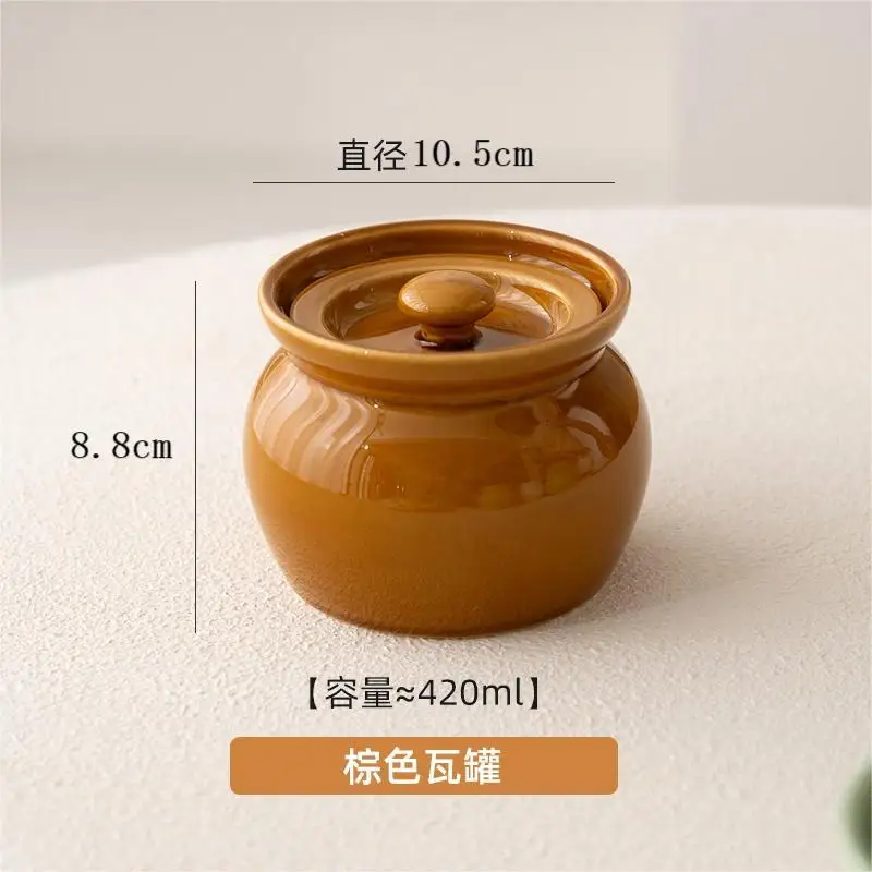 Hot Sale Ceramic Food Storage Jar Cooking Stew Pot with Lid 400 ML Mini Thickened Household Non-Stick steaming pot Stewed soup