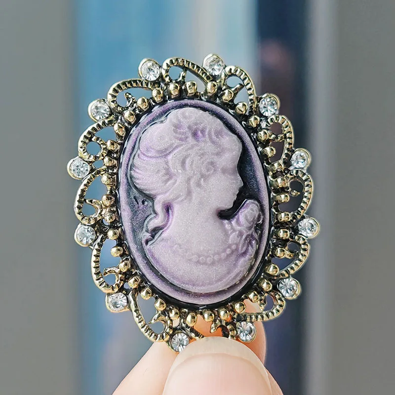 New Fashion Elegant Enamel Carmeo Beauty Face Brooch Pin For Women  