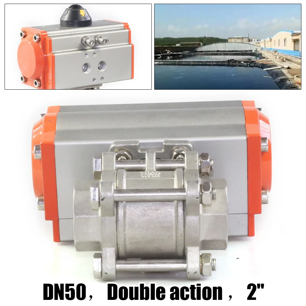 

2" Pneumatic Ball Valve Double Acting Air Actuated Actuator Ball Valve 1000 psi Body Material: SUS 304 Stainless Steel