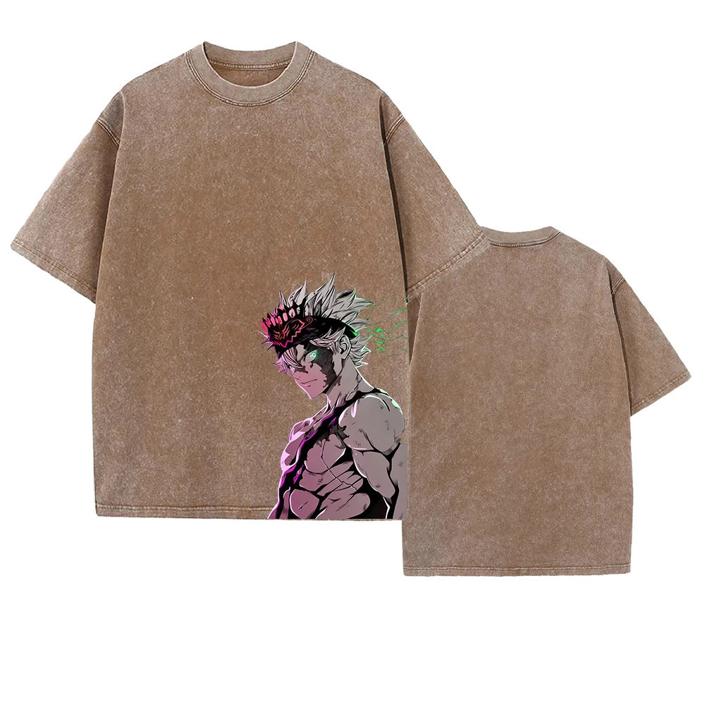 مانغا بلاك كلوفر أستا جرافيك تي شيرت خمر غسلها الم...