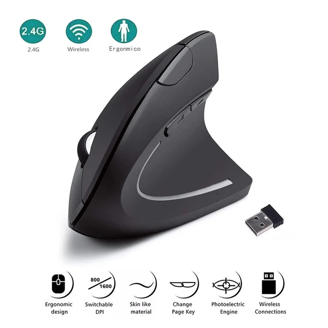 Mouse verticale Mouse ottico Wireless ergonomico da 2.4GHz 3 DPI