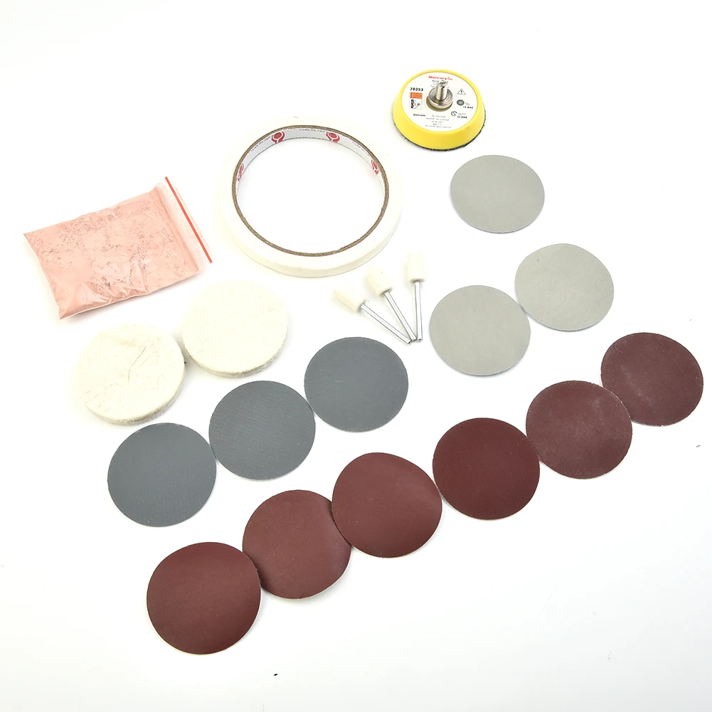 20Pcs/Set Watch Glass Polishing Kit Glass Cleaning Scratch Removal Polishing Pad Wheel 50mm Backing Pad Durable Quality