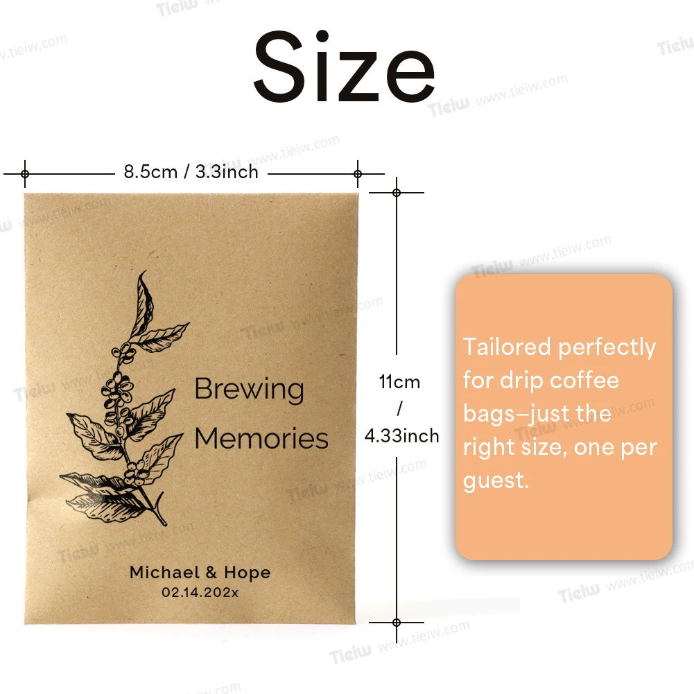 Personalized Kraft Paper Drip Coffee Bags Coffee Pouches Perfect Blend Favor Bags for Wedding Favors Guests
