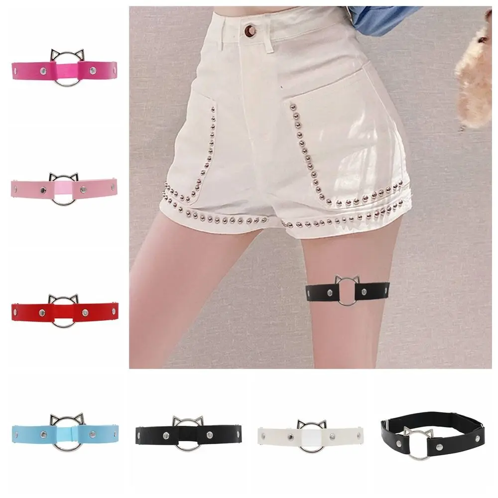 

Cat Head Garters Fashion Punk Style PU Leather Leg Harness Elasticity Sexy Suspender Strap Women
