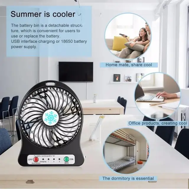Usb Asztali Mini Rajongó Újratölthető Hallgató Otthoni Irodai Asztal Kis Hűtésű Ventilador 3 Sebességű Elektromos Ventilátor Nyári Léghűtő - Image 4