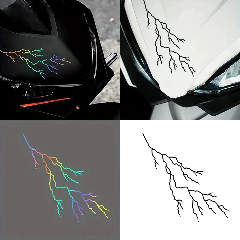 1PC Riss Blitz Kreative Motorrad Aufkleber Für DIY Motorrad Front Verkleidung Kraftstoff Tank Helm Vinyl Aufkleber Roller Dekoration – Detail 3