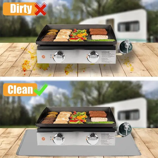 Barbeque Grill Szőnyeg Padlószőnyegek Vízálló Hőálló Főző Szőnyegek Négyzet Alakú Bbq Kerti Gyep Padló Teraszra - Image 3