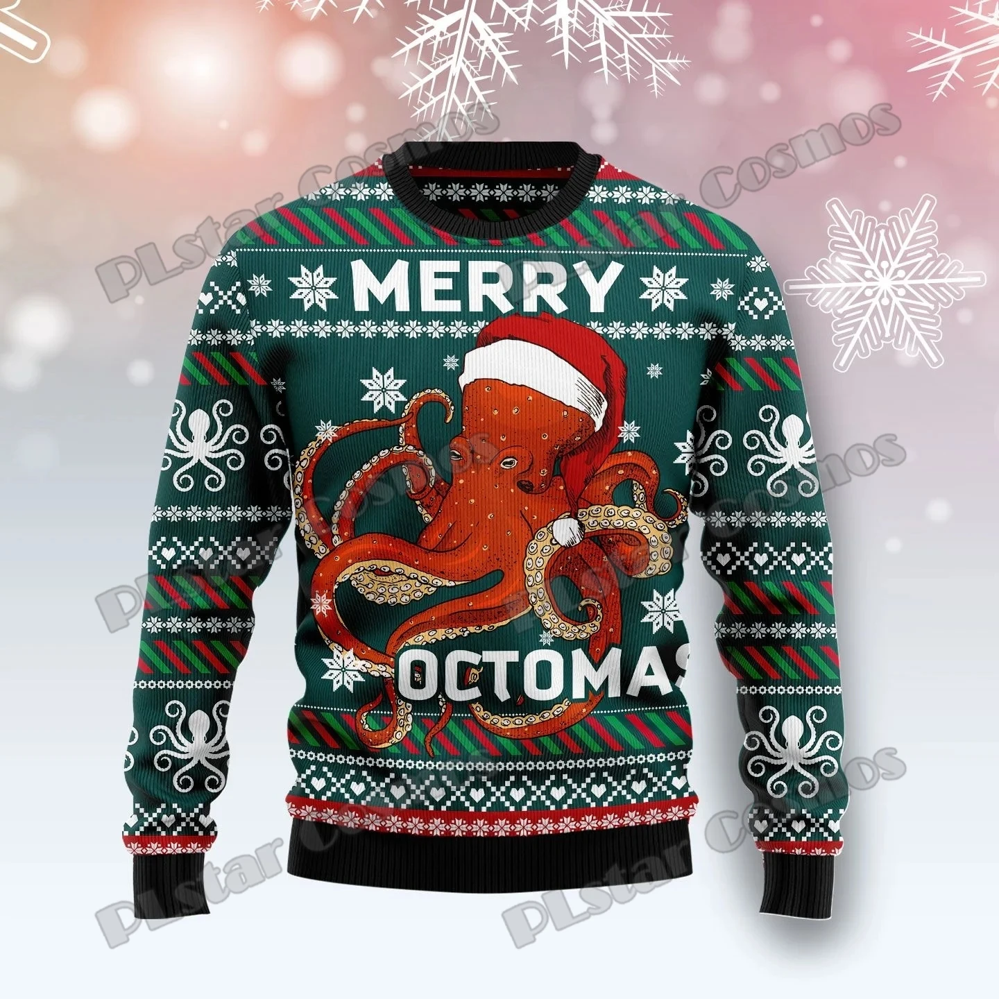 thumbnail image 1 of PLstar Cosmos Merry Puggin Christmas - Suéter navideño feo para hombre con estampado 3D de moda, jersey de punto informal unisex para invierno MYY41, 1 of 5
