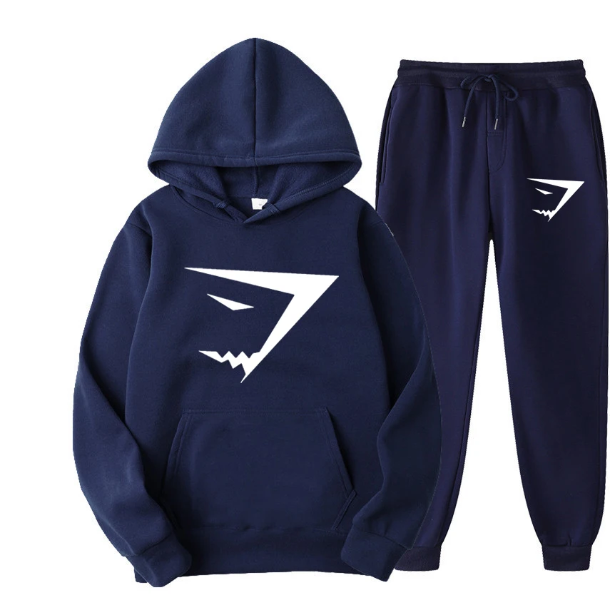Shark Men Hooded Pant Sets Fashion Casual Hot Sales Hooded set High Quality Print OutfitsClothing Color Tracksuit S-3XL 4
