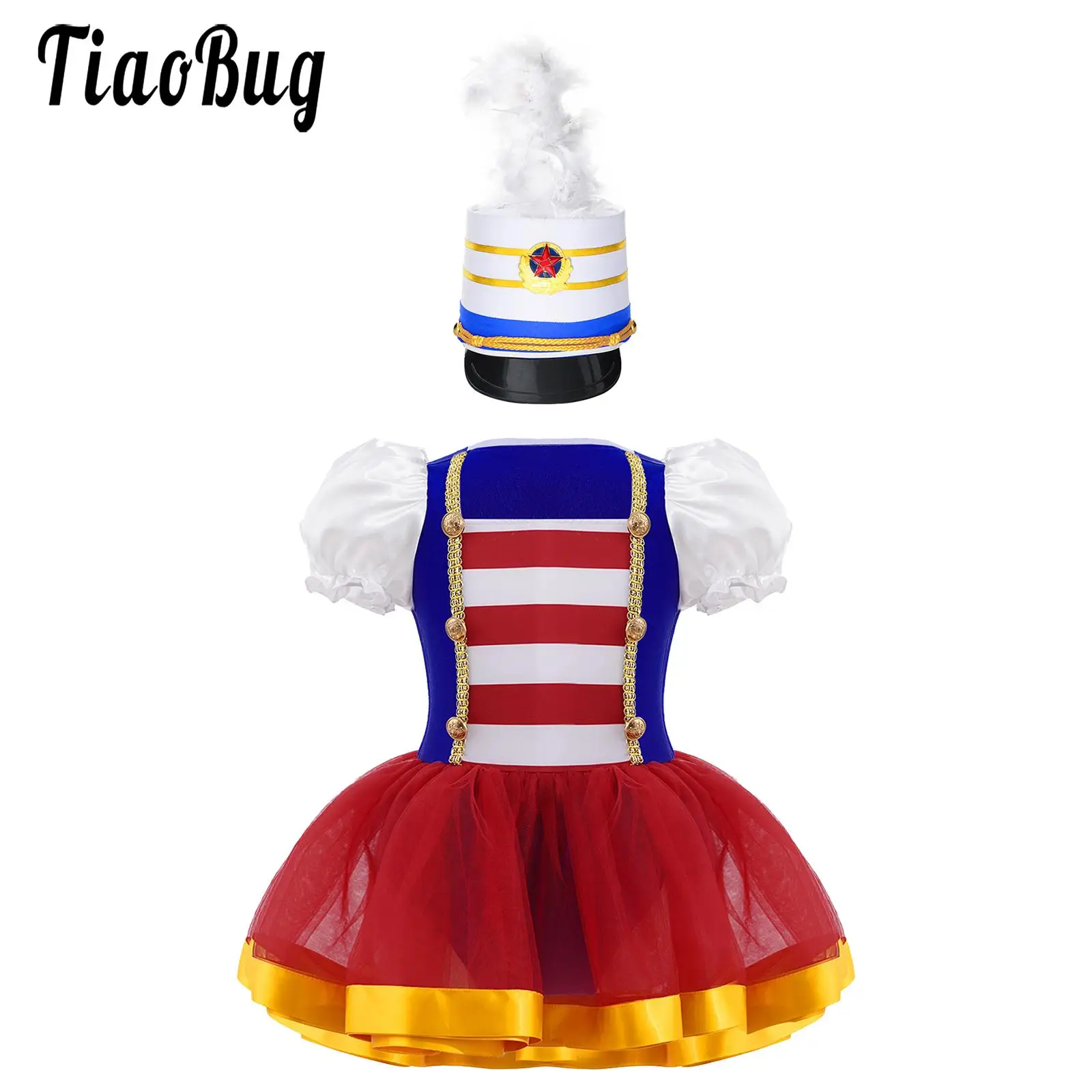 

Детские костюмы Honor Guard для девочек, костюм с пышными короткими рукавами, балетное платье-пачка с шапочкой для Хэллоуина, цирковое бальное платье для косплея