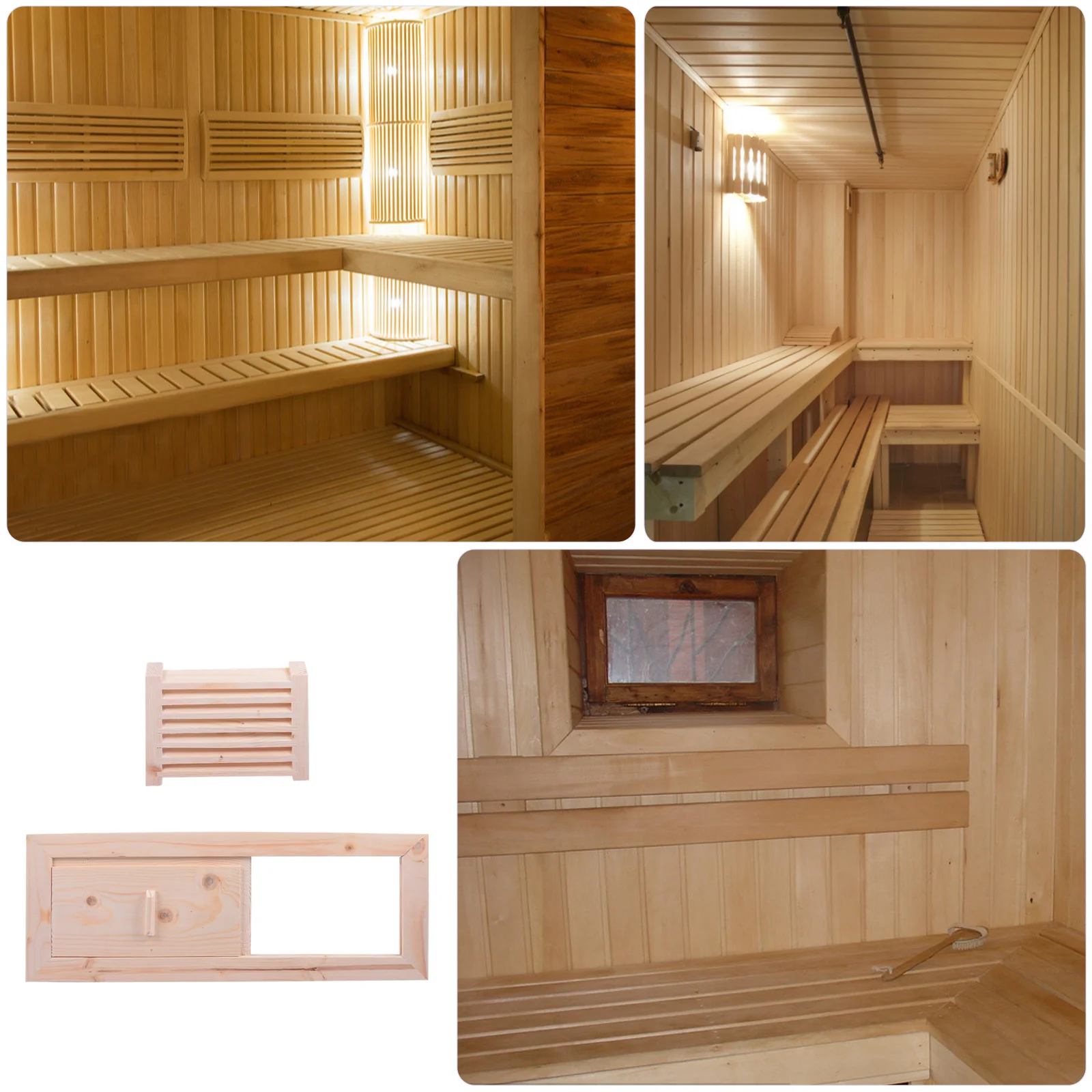 Wooden Shutter Ventilation Sauna Room Smooth Surface Vent Grille Sauna Ventilation Panel Room Shutter Window Heat