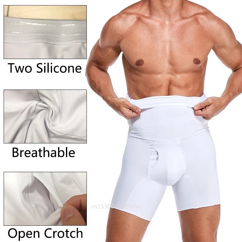 Pantalones cortos de Control barriga para hombre, moldeador de cuerpo de compresión, entrenador de alta, Control de barriga, ropa interior adelgazante, Bóxer|Modeladores| - AliExpress