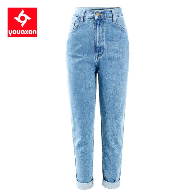  - 1886 Youaxon Cotton Vintage High Waist Mom Baggy Jeans Women`s Blue Denim Pants Boyfriend Jean Femme Jeans For Girls