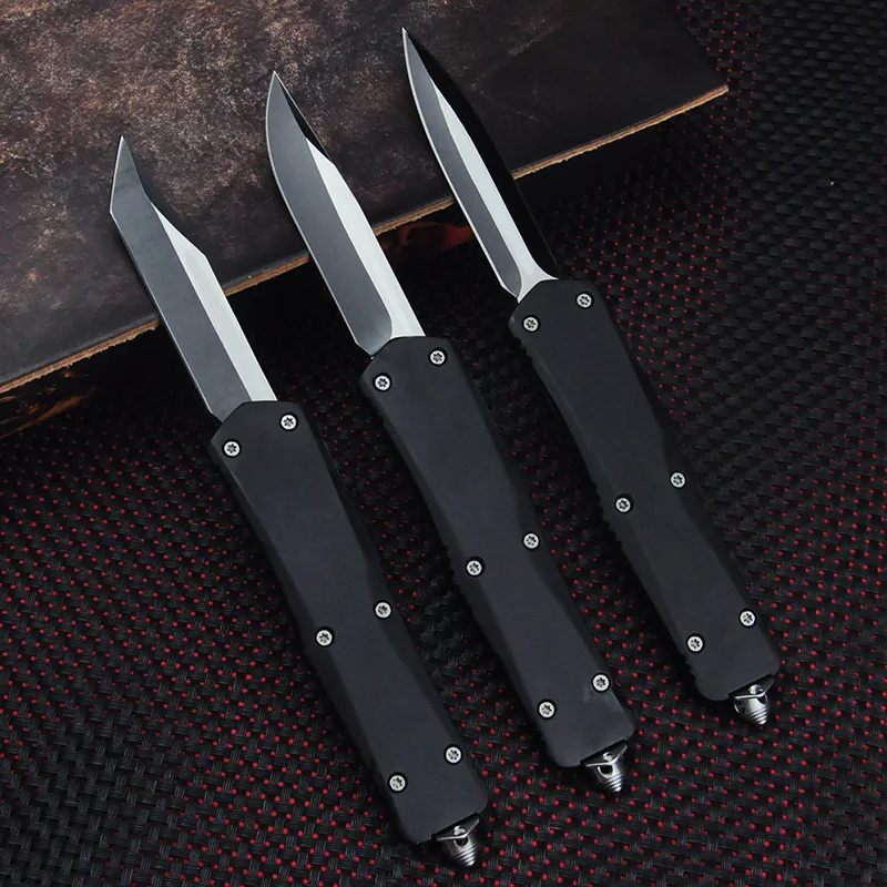 

Troo Series Knife Combat Micro OTF Tech Knife Don Black Double Edge D2 Blade EDC Self Defense Tactical Pocketknives Large Size