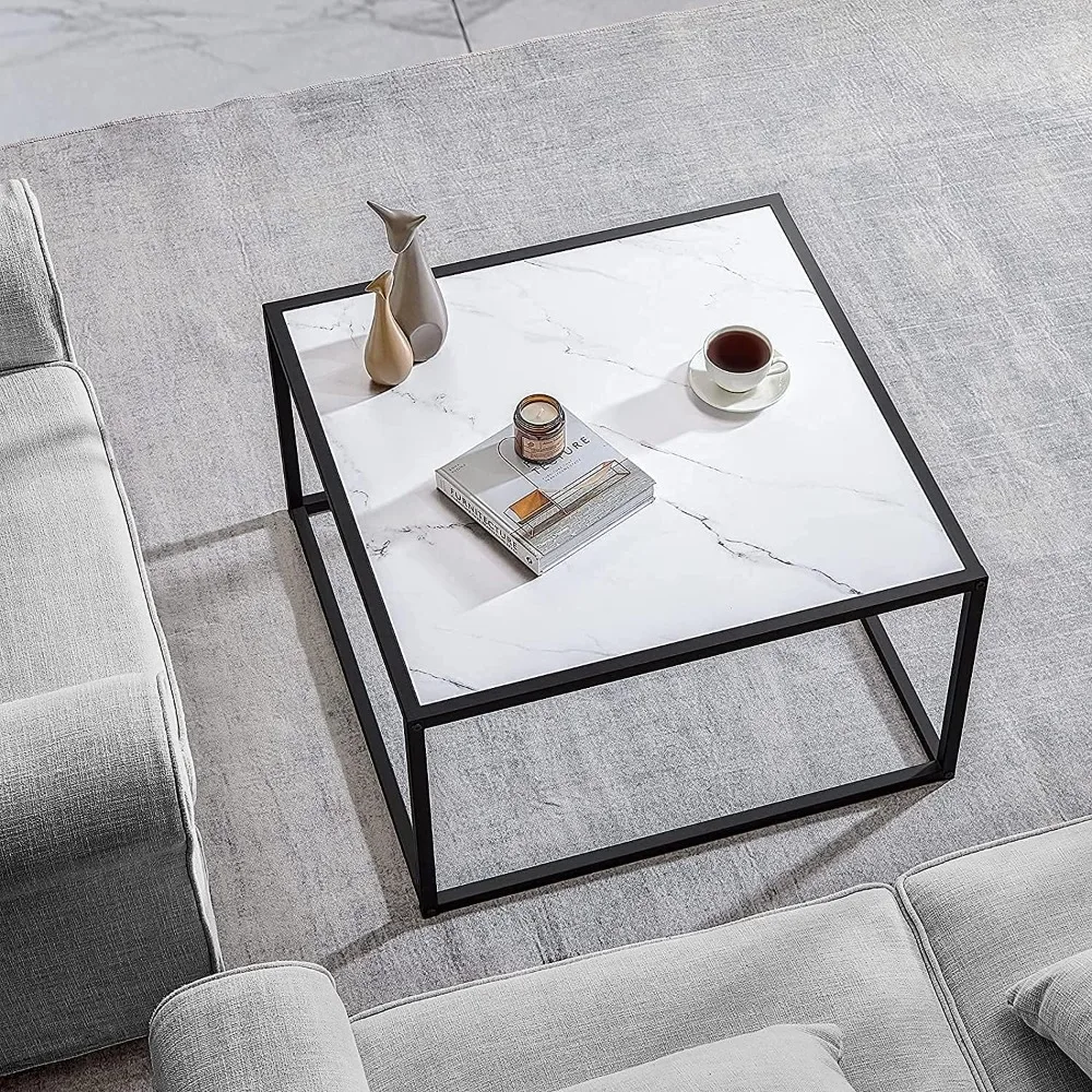 

SAYGOER Marble Coffee Table Small Square Coffee Tables Modern Center Table for Living Room Office 27.6 * 27.6 * 15.7 Inch