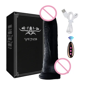 Black Dildo Vibrators for Women Heating Thrusting Swing Silicone Suction Cup Vibrating Dildo Realistic Penis Adults Sex Toys 6