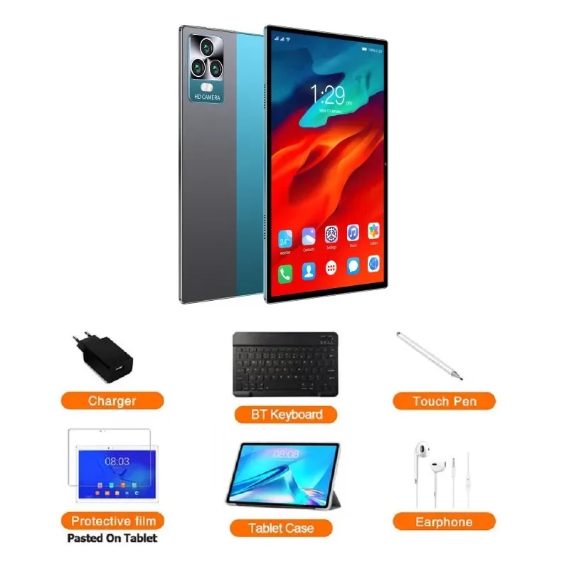 thumbnail image 1 of Tableta Android P70 de 10,1 pulgadas, versión global 2023, Android 12, Bluetooth, 12 GB, 512 GB, diez núcleos, 24 + 48 MP, WPS + 5G, WIFI, gran oferta, portátil, 1 of 5