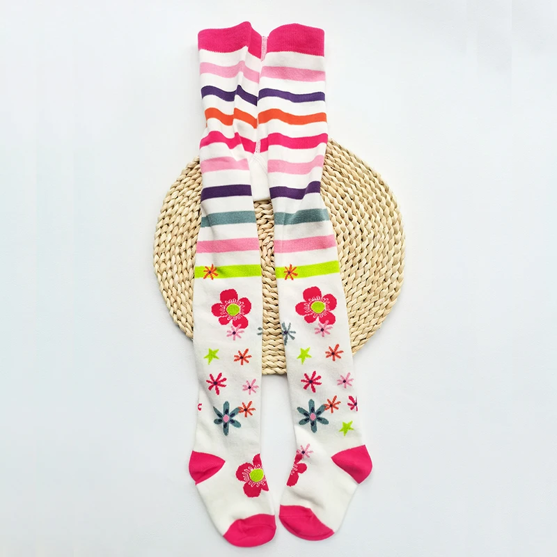 Spring Autumn Girls Color Flower Tights Kids Stockings Striped Pantyhose 1 PCS sports socks kids socks kids pantyhose ballet tights solid color pantyhose toddler tights kids leggings