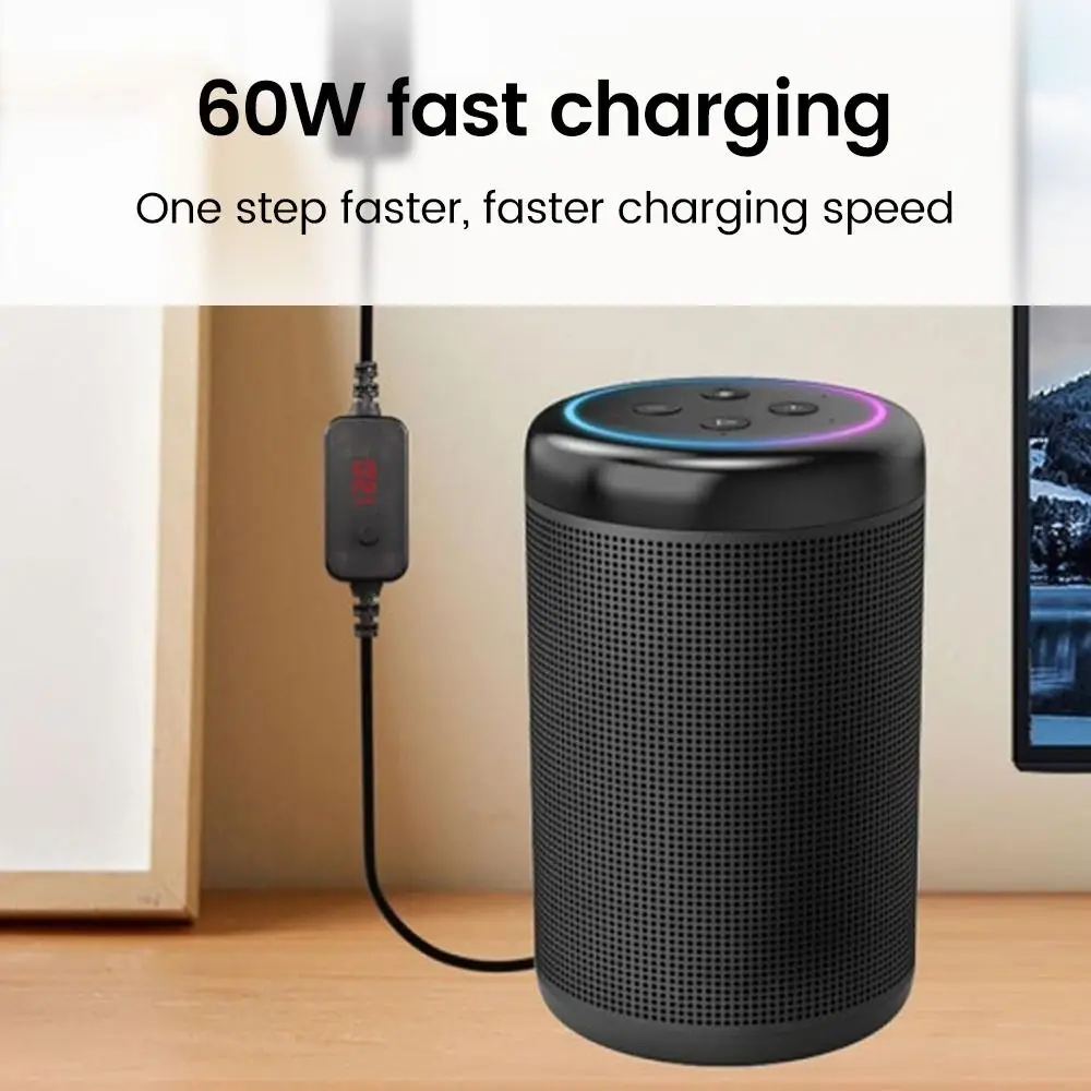 with 10 Connector Tips USB C to DC PD Adapter Cable Adjustable Voltage 5V/9V/12V/15V/20V Type-C to DC Power Cord Universal