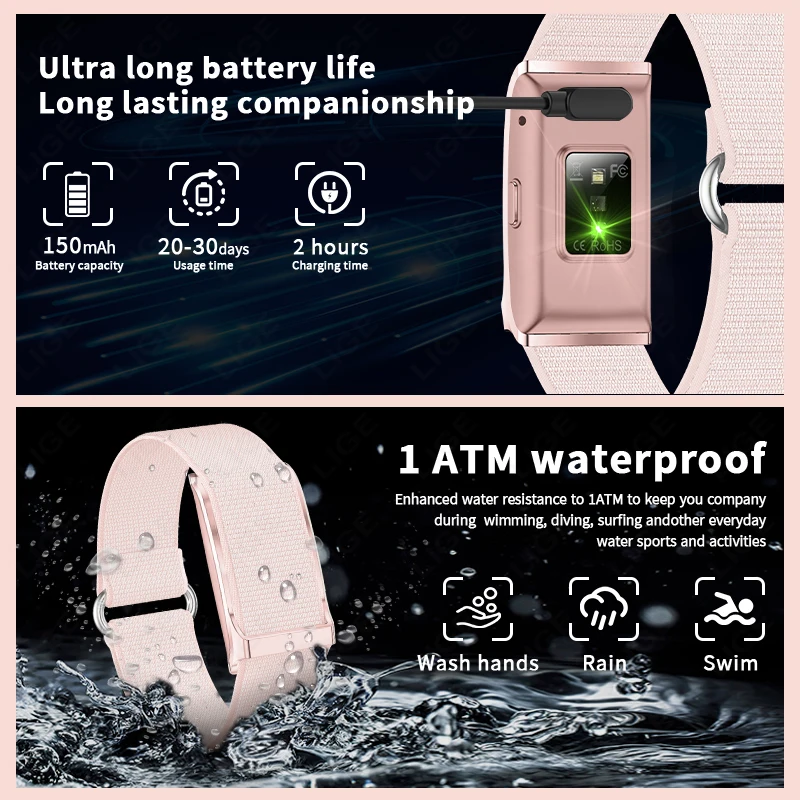 LIGE No Screen Smart Watch Men's Sports Outdoors Fitness Heart Rate Monitor 1ATM Waterproof New Smartwatch For Andrio IOS 2026