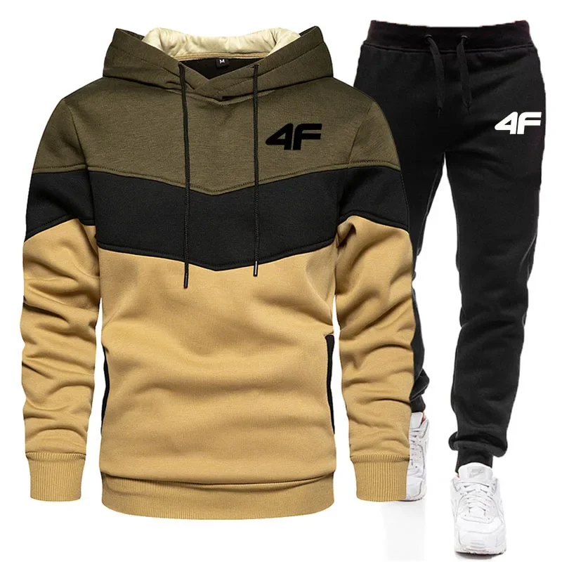 2-Piece Fleece Tracksuit for Men, Thick Hoodies and Pants, Warm Sportswear Suit, Hip Hop Trend Clothing, Winter and Fall 6