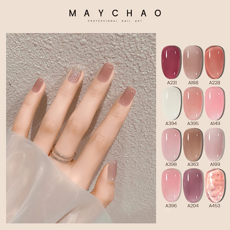 Maychao 7 3ml Jelly Gel Nail Polish Transparent Nude Manicure Top Coat Semipermanent Polish Soak Off Uv Led Gel Art Nail Varnish Nail Gel Aliexpress