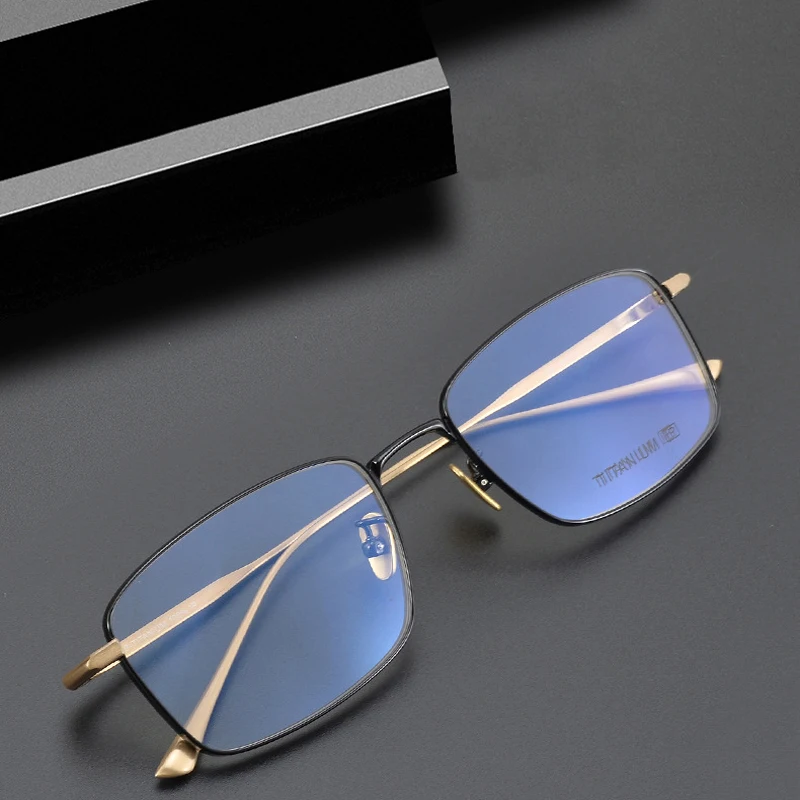 

Handmade Lightweight Eyewear Frame Men's Square Pure Titanium Optical Glasses Women's Myopia Prevention Blue Light New Eyeglass