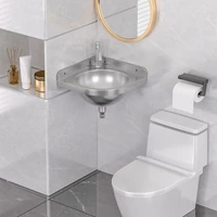 304 Stainless Steel Triangular Sink Scratch-Resistant Corner Washbasin Compact Wall-Mounted Sink for Small Spaces 1