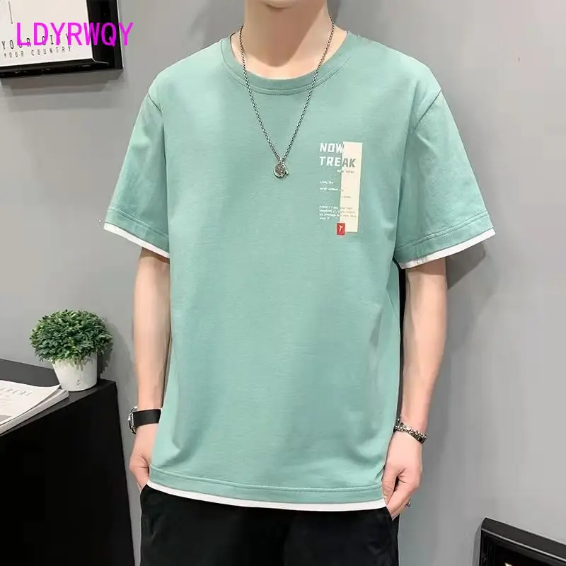 

Summer men's short sleeve T-shirt new crewneck pullover Korean version casual student undershirt trend loose fit