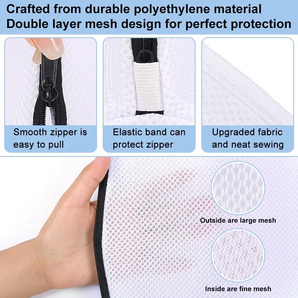 Shoe Washing Bag Mesh Storage Bag with Zip Closure for Sneakers Running Shoes Socks Bras Organizer