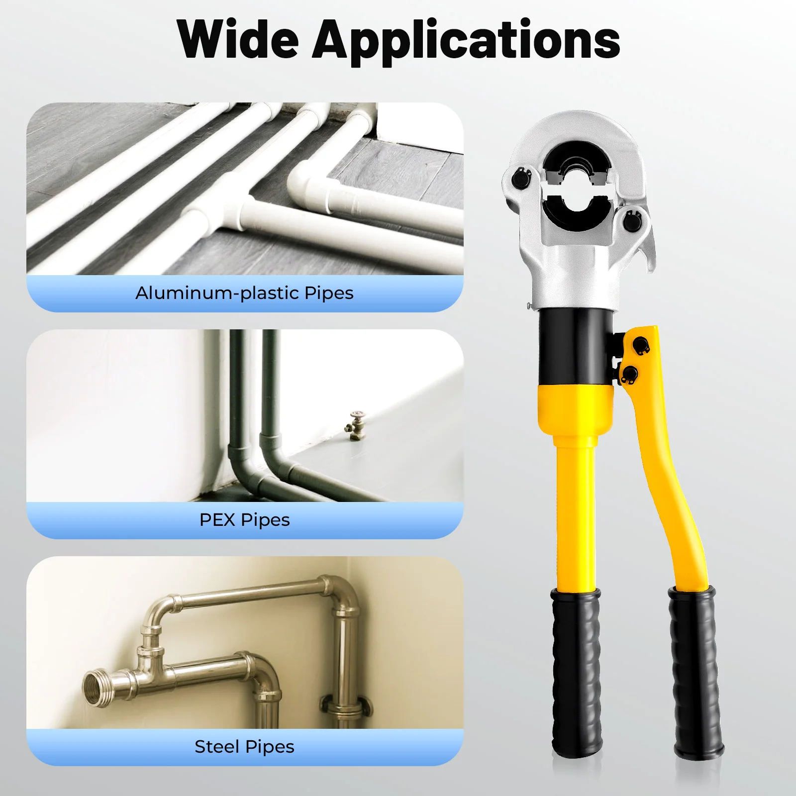 8 Tons Hydraulic Pipe Pressure Pliers, Tube Crimping Tool, TH Type Pipes Crimper, Dies 16, 20, 25, 32 mm for Aluminum-plastic