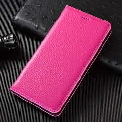 Litchi Genuine Leather Flip Phone Case Cover for A15 4G 5G (Rose Red)