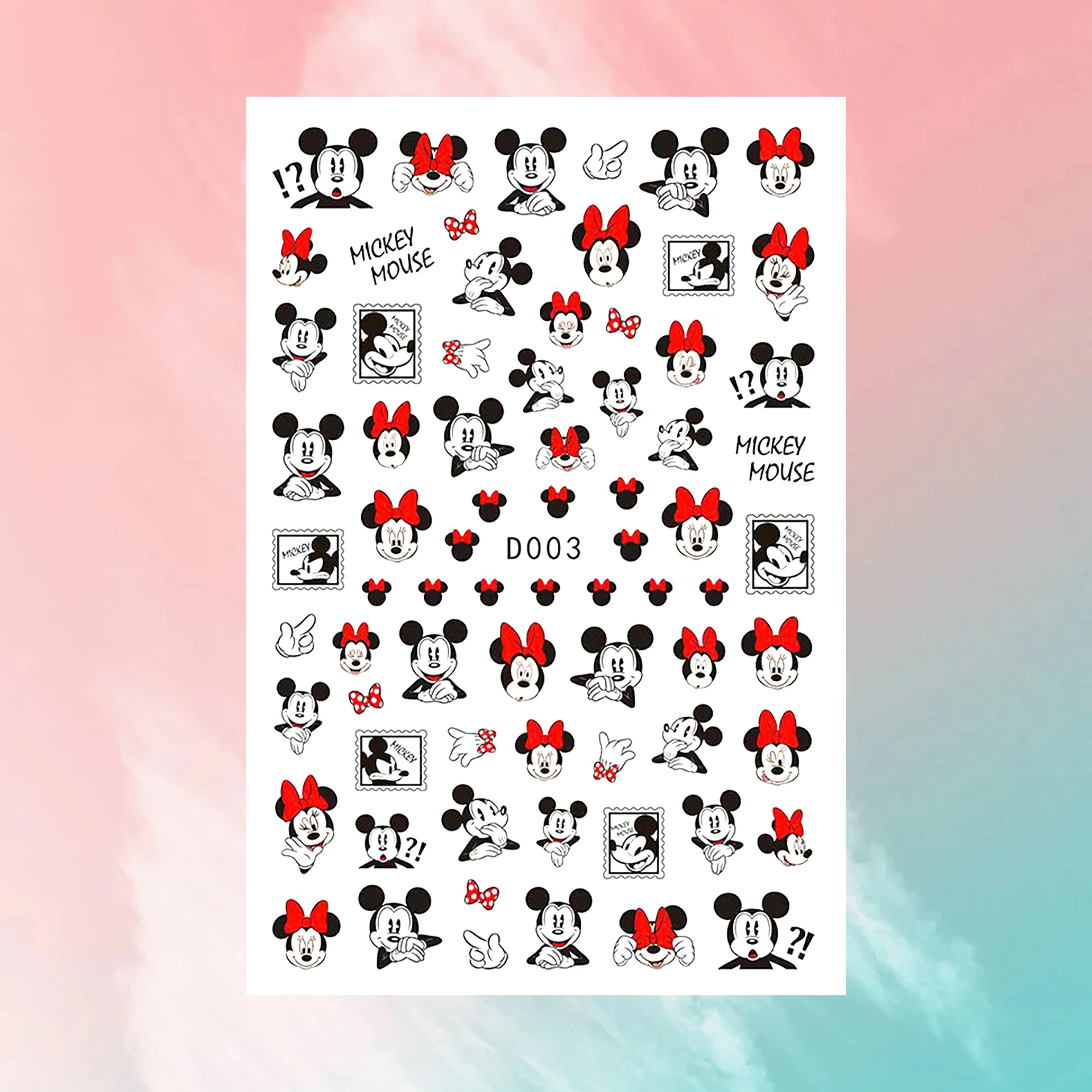 1PCS Disney Cartoon Nail Stickers Waterproof Paste Nail Art Sticker Princess Mickey Anime Series Decoration Nail Stickers Nail Art Decoration Nail Decals