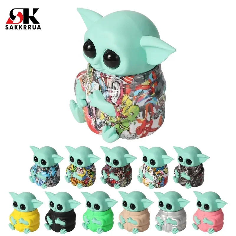 Sakkrrua Creative Metal Tobacco Grinder, Yoda Tobacco Grinder, Zinc Alloy Three Layer Drawer Shaped Grinder,1 Set